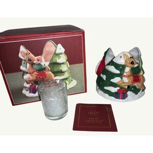 Rudolph Candle Light Holder Ceramic Christmas Decor Featuring Santa & Reindeer